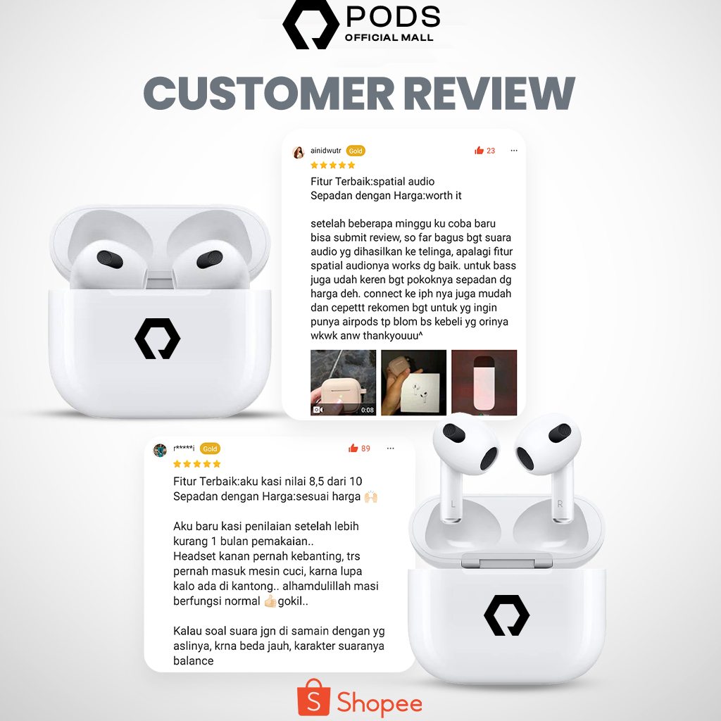 ThePods 3rd Generation Gen 3 2024 - (IMEI &amp; Serial Number Detectable + Spatial Audio) - Final Upgrade Version 9D Hifi True Wireless Stereo Bluetooth Headset Earphone Earbuds - Headphone Spatial Audio TWS Charging Case - By PodsIndonesia