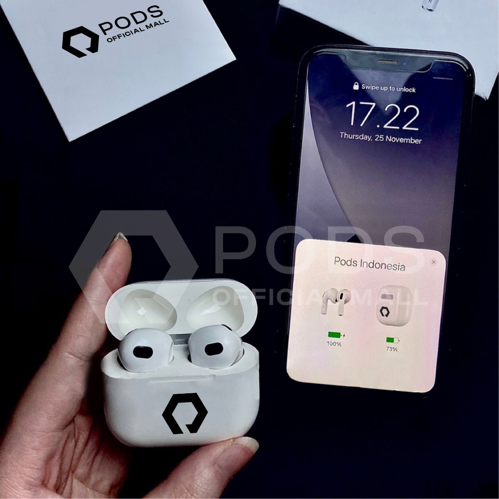 ThePods 3rd Generation Gen 3 2023 Wireless Charging Case (IMEI &amp; Serial Number Detectable + Spatial Audio) Final Upgrade Version 9D Hifi True Wireless Bluetooth Headset Earphone Earbuds Headphone Spatial Audio TWS Earpods By Pods Indonesiaaa