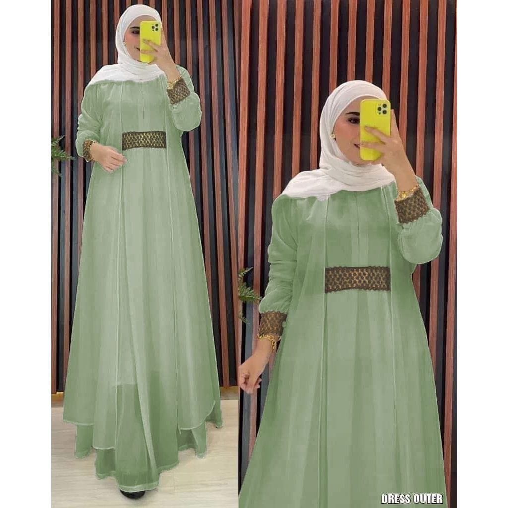 GAMIS TERBARU MASA KINIH SALSA DRESS BAHAN CERUTY BABYDOLL PAKAYAN WANITA MUSLIMAH