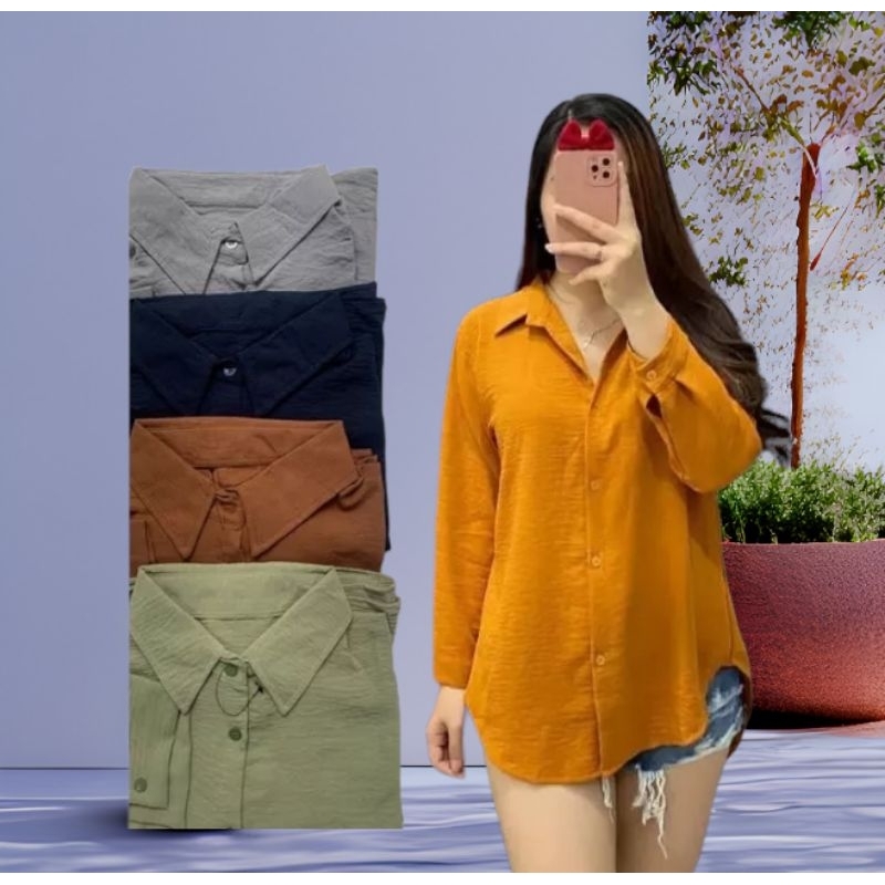Kemeja wanita / Atasan wanita / kemeja crinkle wanita / atasan crinkle premium wanita / Kemeja polos