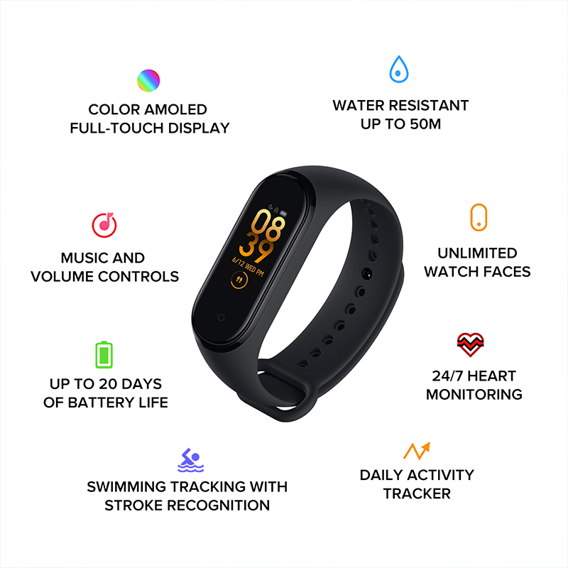 Mi band 4 - Miband 4 Smart Band 4 Smartwatch 5 ATM AMOLED smart watch