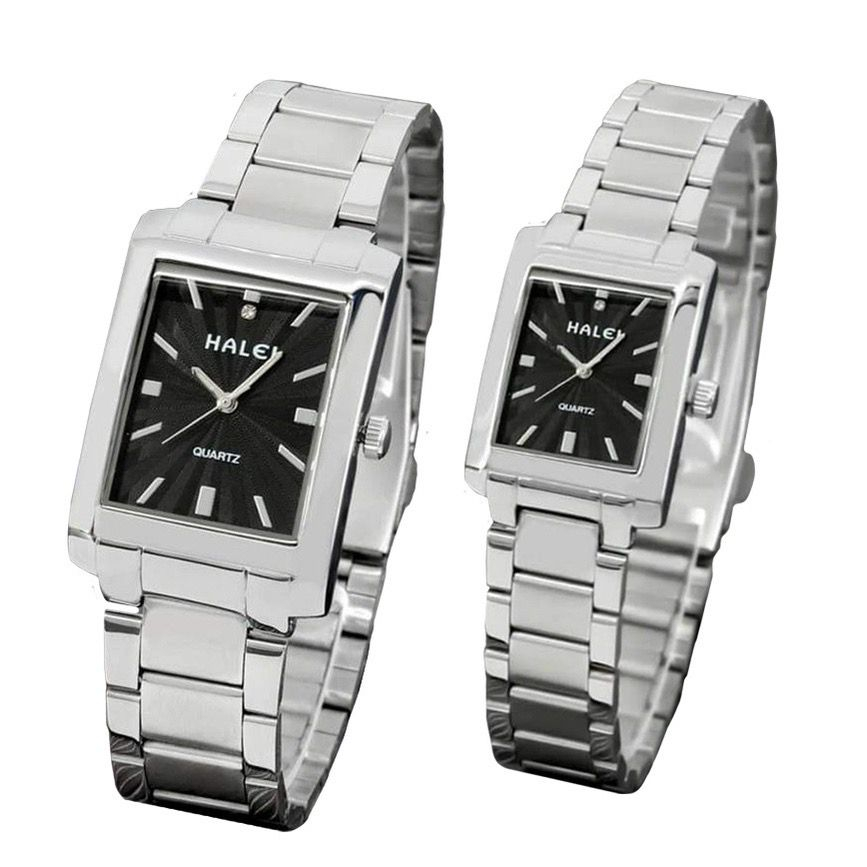 JAM TANGAN COUPLE WANITA PRIA TYPE 465//JAM TANGAN COUPLE MODEL KOTAK//JAM TANGAN WANITA PRIA STAINLESS STEEL