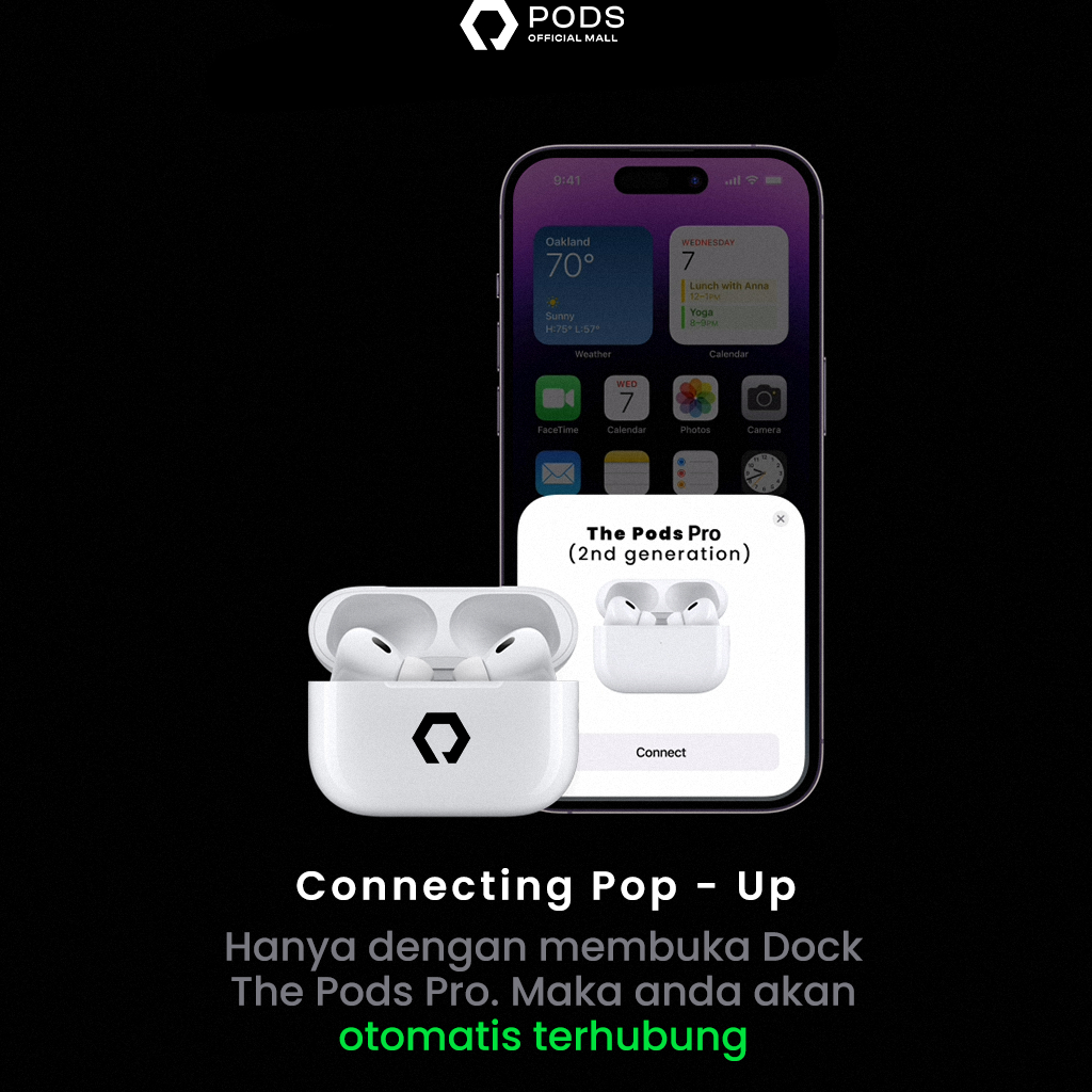 ThePods PRO 2nd Generation / Pro 2 2023 - With H2 chip Wireless Charging Case - (IMEI &amp; Serial Number Detectable) - Final Upgrade Version 9D Hifi Stereo TWS Headset Earphone Earbuds - Headphone 9D Spatial Audio - By PodsIndonesia