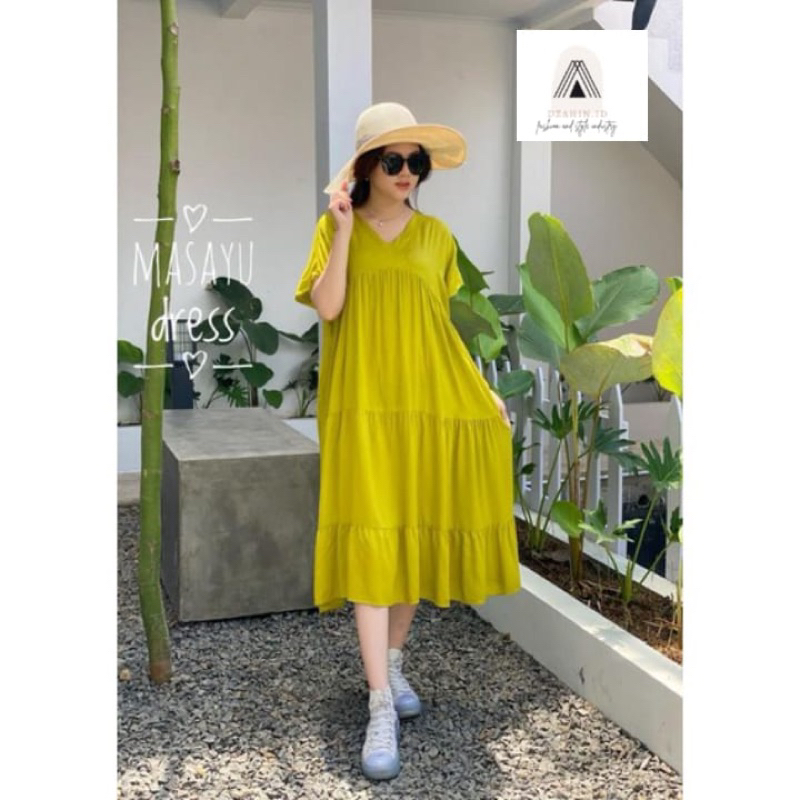 Rample Midi Dress Bonia , Daster Best Seller, Dress Bonia, Daster Ruffle Midi, Daster Kekinian