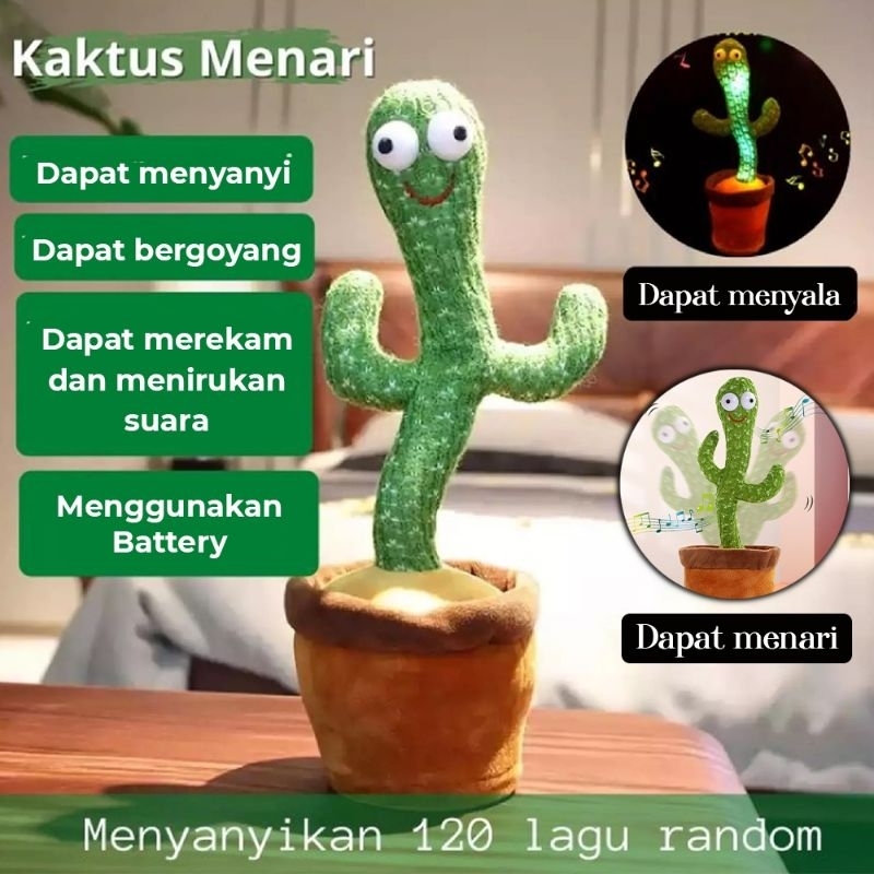 Mainan boneka kaktus bisa nyanyi bergoyang