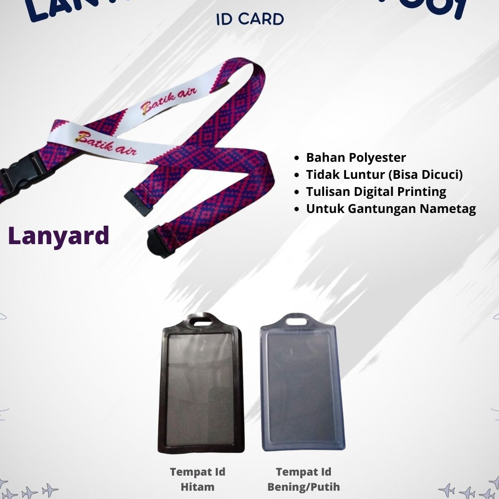 

Lanyard Gantungan ID Batik Air Premium Original Bandara 2,5 cm + id 2 slot bening / hitam BISA COD