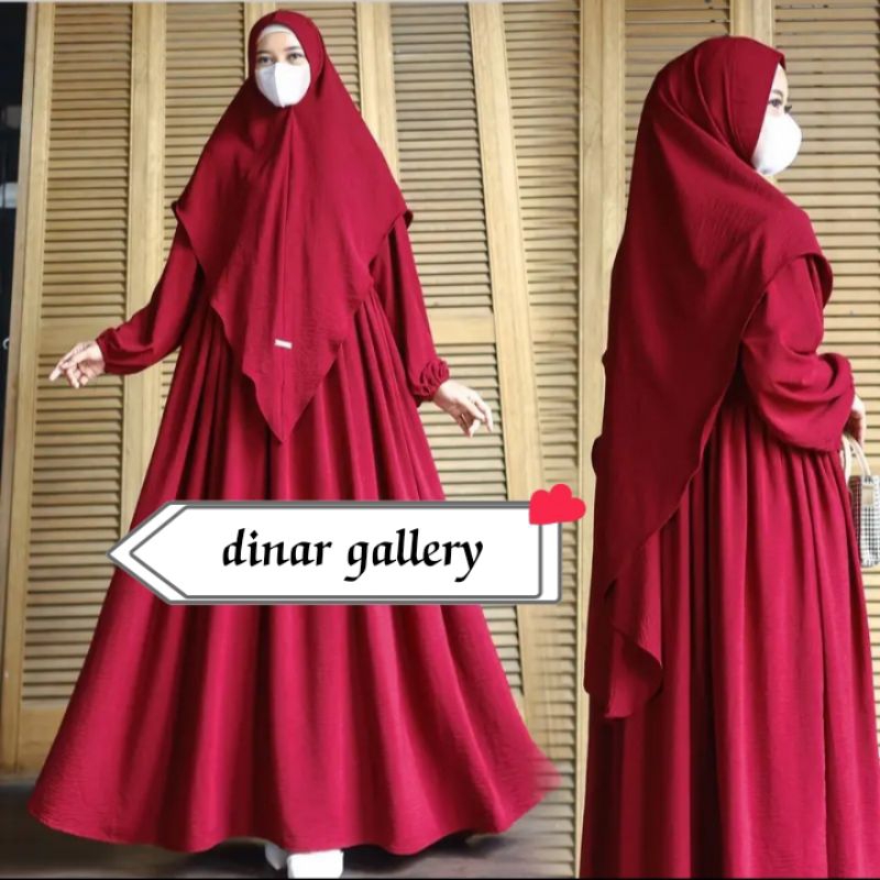 Gamis Aisyah Set Bergo Syar'i Dress Wanita Bahan Crinkle Airflow