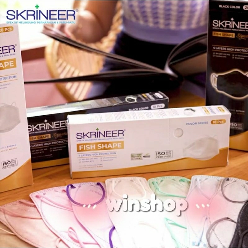 MASKER SKRINEER FISH SHAPE 4 PLY PROTECTION PUTIH ISI 10 pcs