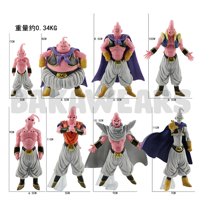 Figure Majin Buu Set 8 pcs Pajangan Mainan - Kid Buu, Fat Buu, Evil Buu, Slim Buu, Gotenkz Buu, Piccolo Buu, Gohan Buu, Super Buu (Bakawears)