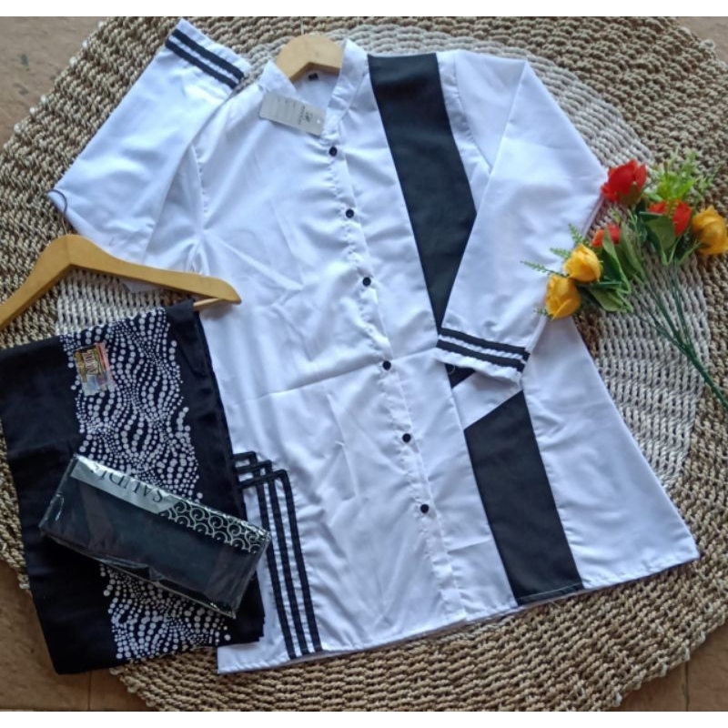 SATU PAKET SETELAN SANTRIWATI ATASAN WANITA TUNIK TOYOBO SARUNG AQIL