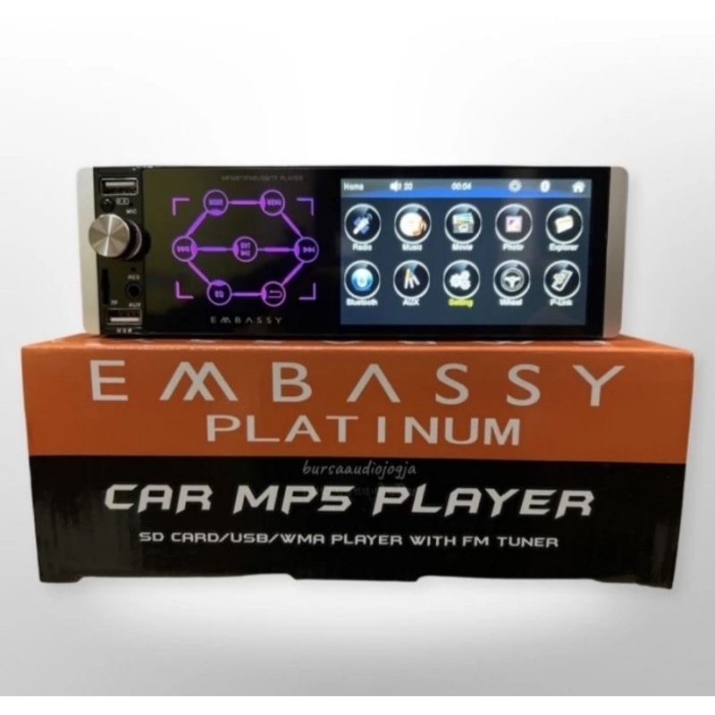 Tape Mobil Single din Embassy Mp5 Layar Sentuh Lcd 4 inch