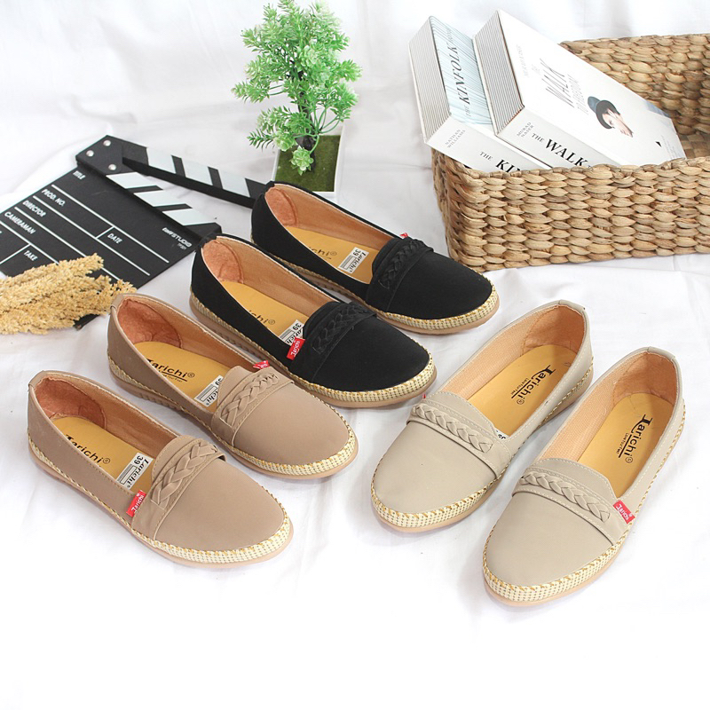 FLATSHOES WANITA SEPATU FLAT RAJUT KARET KULIT TERBARU KEKINIAN PLAT SHOES PEREMPUAN DEWASA CASUAL S