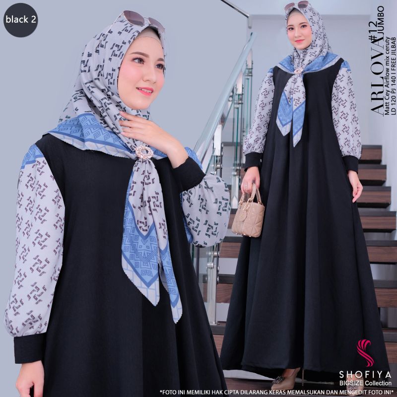 (JUMBO) Gamis Wanita Jumbo Arlova Dress Original by Shofiya BIG SIZE
