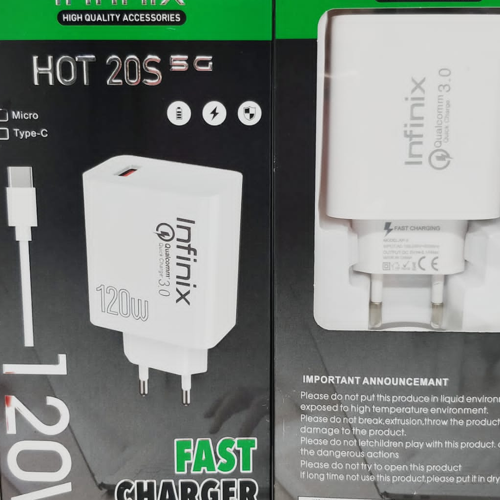 Charger 120W Ori 100% Infinix hot 20s fast charging Support all Smartphone Android BY SMOLL