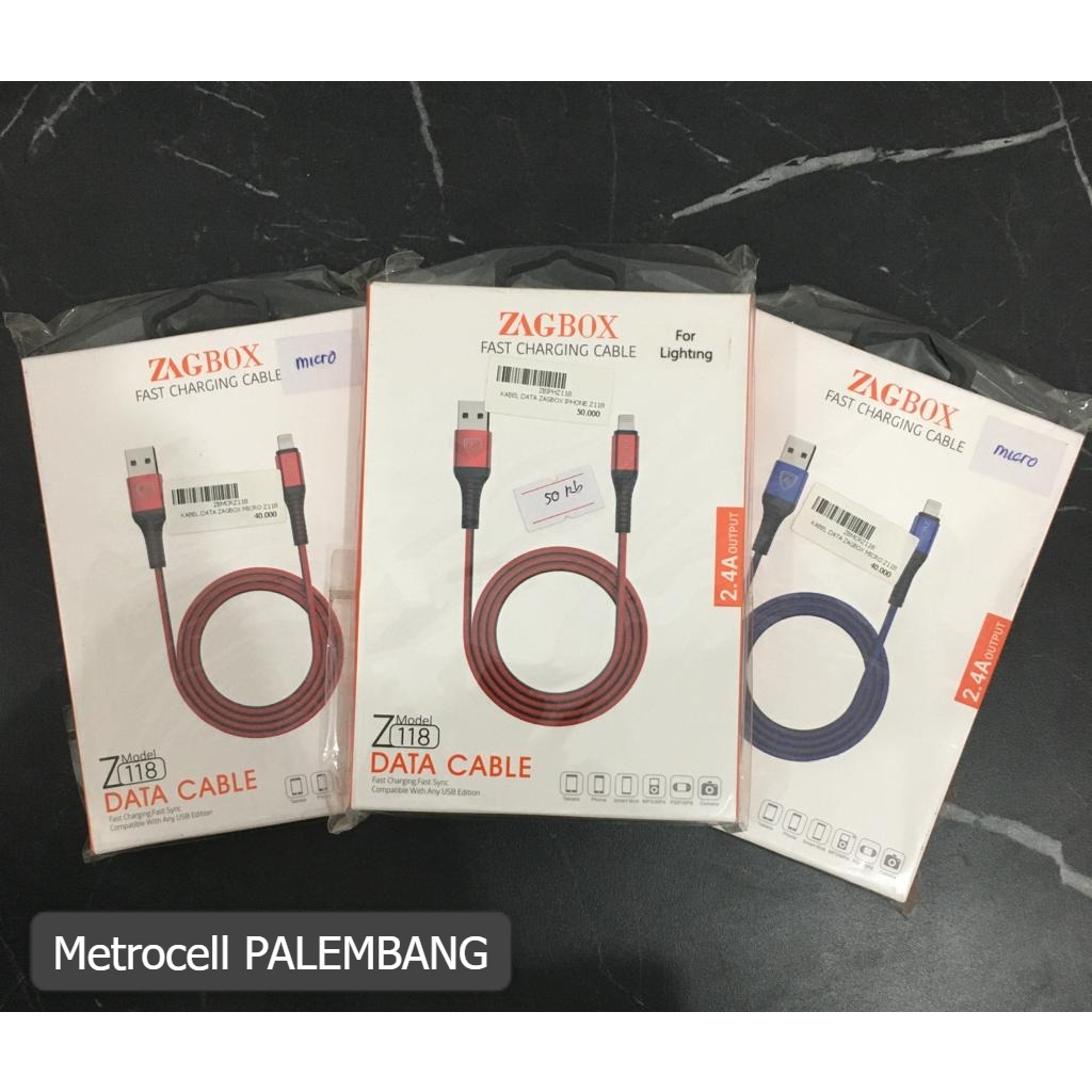 PROMO BELI 1 GRATIS 1 ZAGBOX KABEL DATA MICRO IPHONE TYPE-C 100CM 2.4A