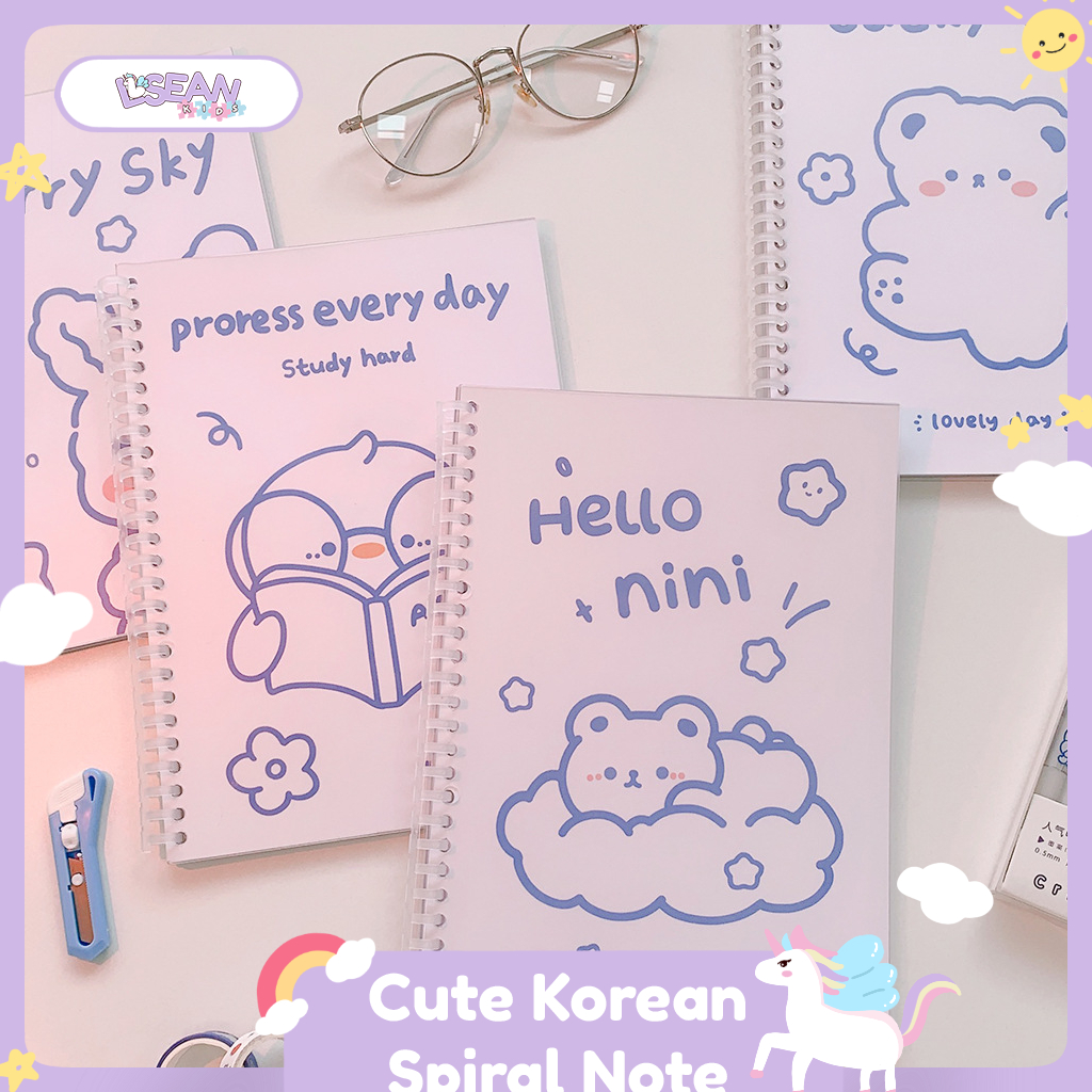 

Notebook Spiral Cute Aesthetic Korean Hand Book Bear School Office Writing Note Journal