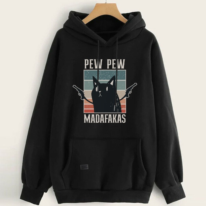 Parisdivarious Sweater Hoodie Jemper Madafakas Cat Bahan Fleece Size S - XXL (Pria &amp; Wanita)