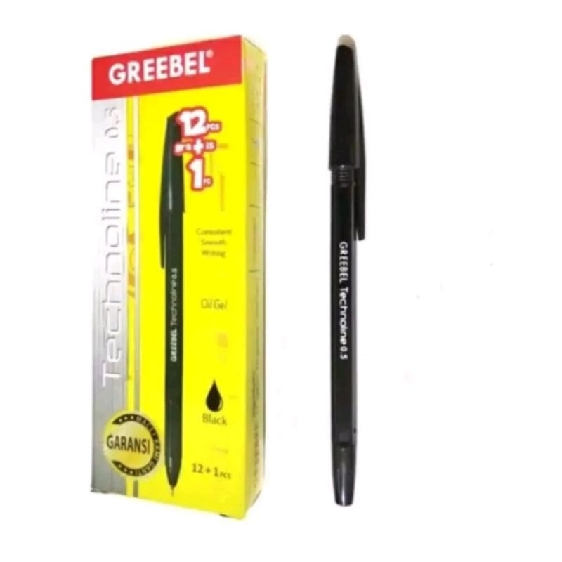 

Greebel Technoline 0.5 Pulpen Pena Warna Hitam 1 Pak Isi 12 Pcs Gratis 1 Pcs