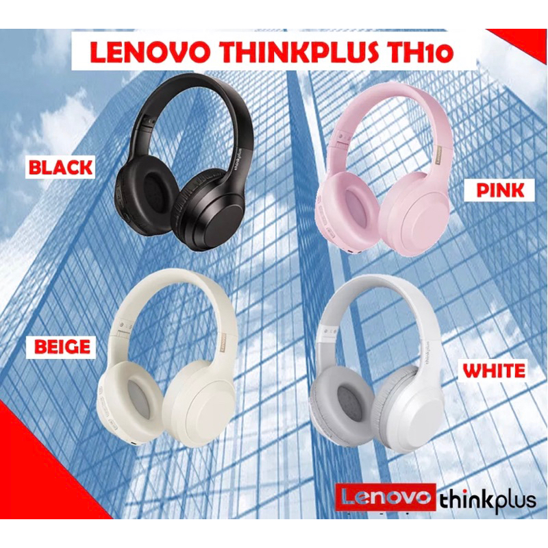 lenovo th 10 headphone bluetooth wireless card pink putih hitam kiip th10 th30