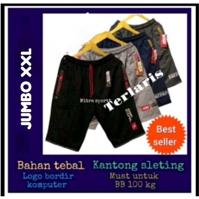 mitra sportt .. ( akun asli ) ..celana pendek kolor jumbo muat sampai 100 kg .. kantong sleting ..ba