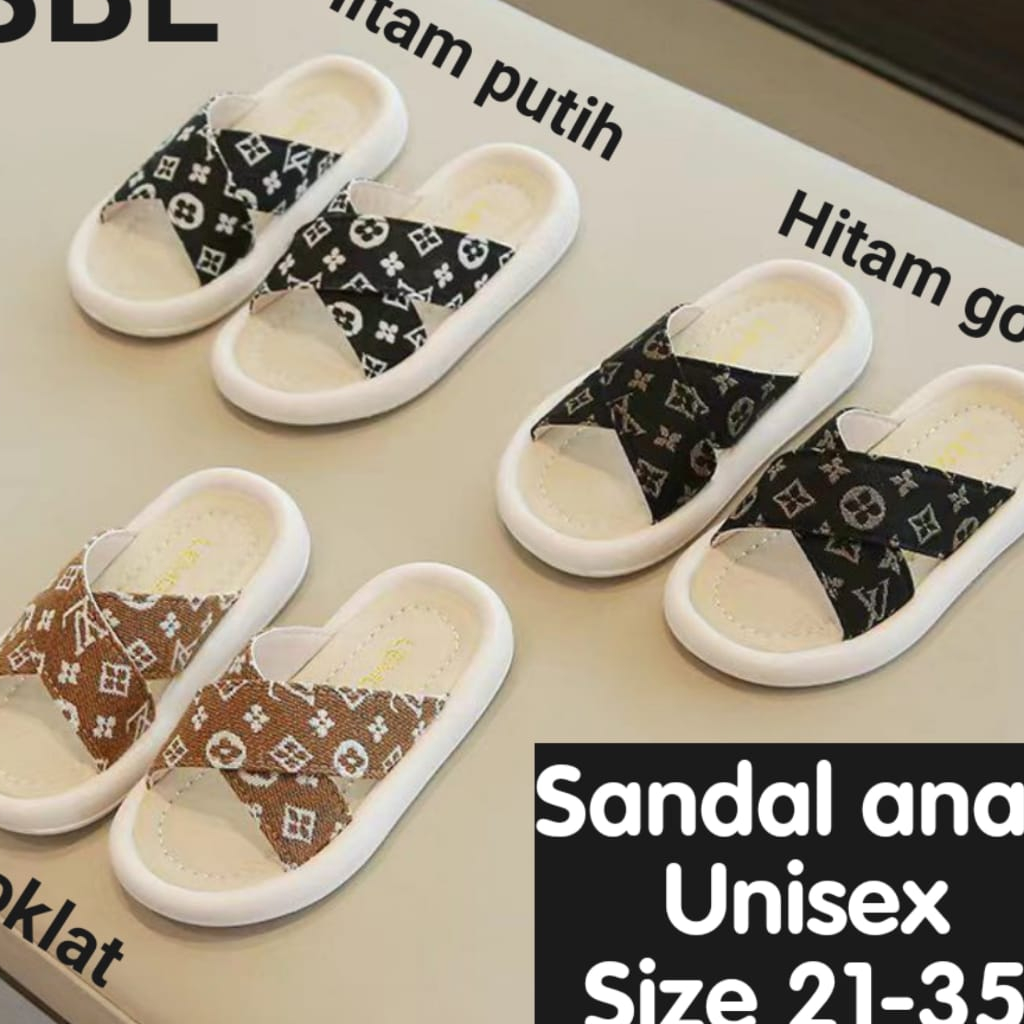 (LOLI-JKT) SD-SBL SANDAL SLIP SILANG BUNGA 3 WARNA SIZE 21-35