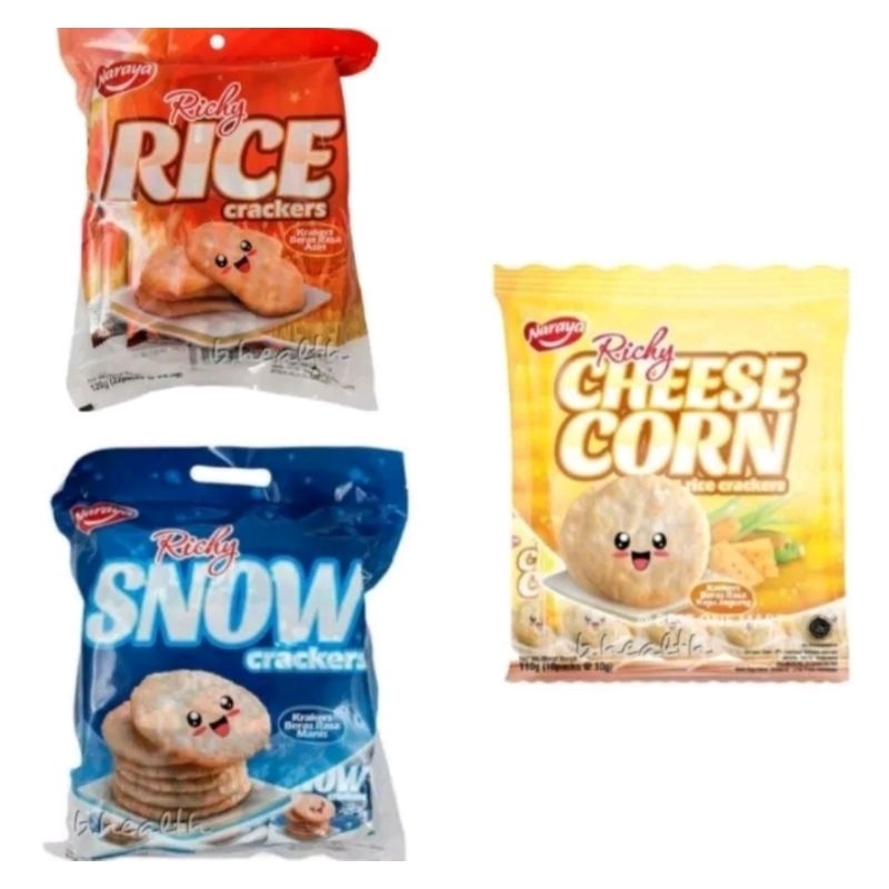 

Naraya Richy Snow Crackers dan Richy Rice / Krakers Beras Rasa Manis / rice Crackers 320 gr