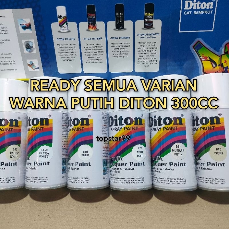 Pilok Cat Diton Ready Berbagai Warna White Putih Glossy Doff Metalik 840 891 8458 820 847 815 300cc