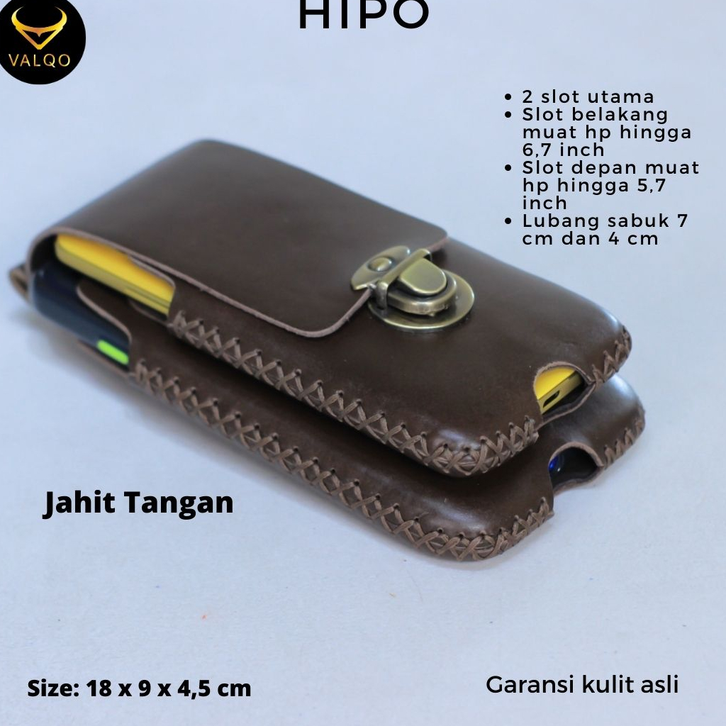 [VALQO] HIPO Sarung HP Kulit Sapi Dompet hp Tempat hp 2 Dua Slot HP SarungHP TempatHP DompetHP