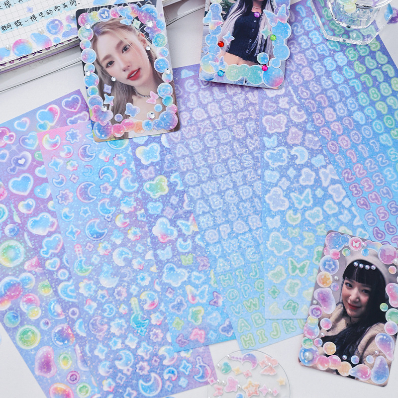 30 Lembar Stiker Dekorasi Gelembung / Bubble Decoration Sticker Hologram dan Kiss Cut