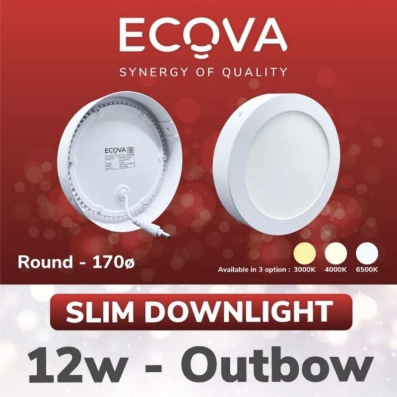 Downlight LED Panel Outbow Bulat 12W Natural White 4000K Ecova