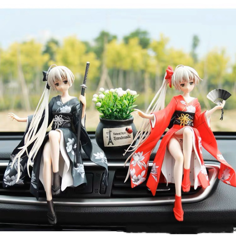 SHET Samurai Geisha Anime Action Figure Aksesoris Hiasan Dashboard Mobil