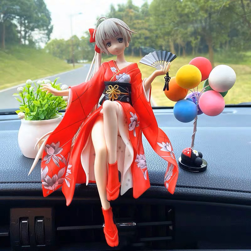 SHET Samurai Geisha Anime Action Figure Aksesoris Hiasan Dashboard Mobil