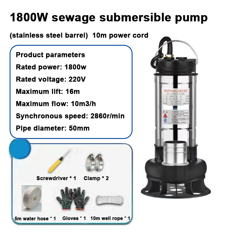 Pompa Celup Air Kotor Otomatis 550Watt Stainless Steel Sewage Pump Mesin Pompa Air Celup Pompa Submersible Limbah