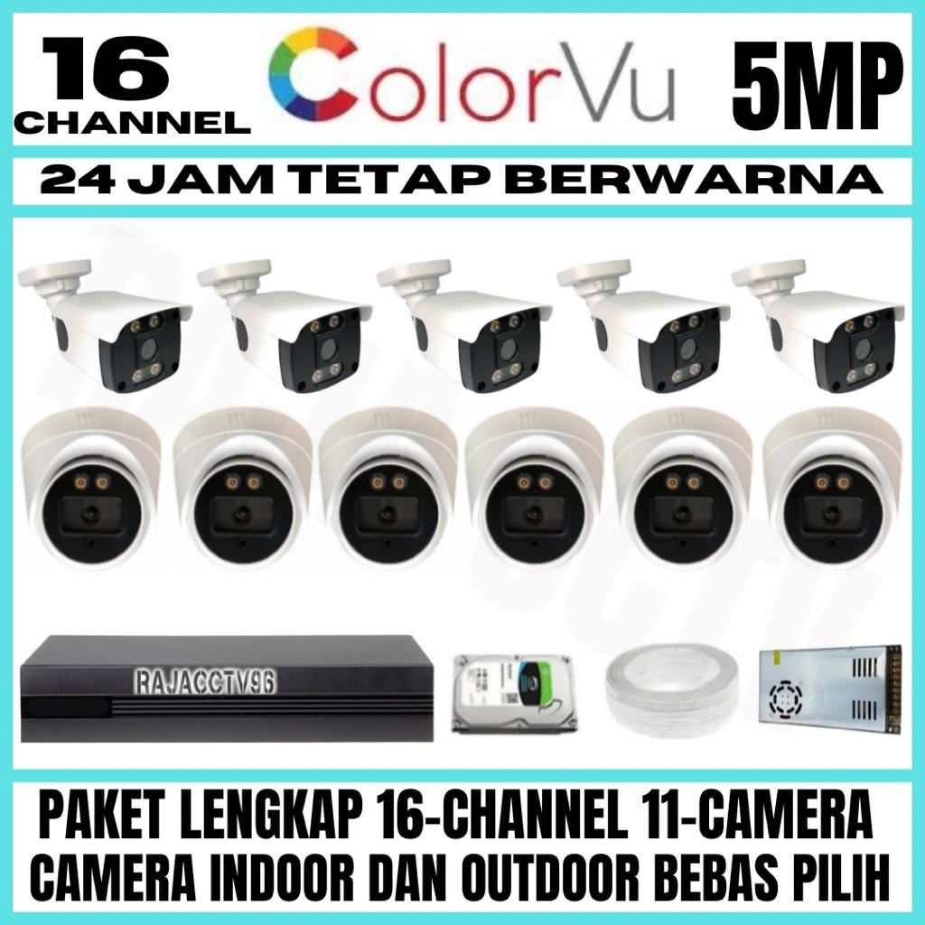 PAKET CCTV COLORVU SIANG MALAM BERWARNA 16 CHANNEL 11 CAMERA 5MP 1080P TURBO HD IC SONY KAMERA CCTV AUDIO SERIES