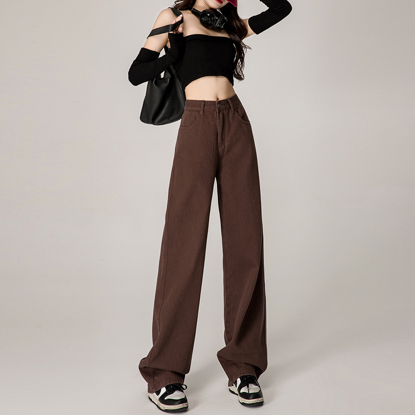 Alice Jeans-Celana Jeans Wanita Coklat / Kulot Jeans Wanita Coklat Loose Highwaist Korea Style
