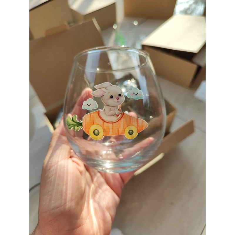SOUVENIR WEDDING GELAS KACA PRINT UV SOUVENIR ULANG TAHUN GELAS ESTHETIC GELAS WINE GELAS KOREAN GEL