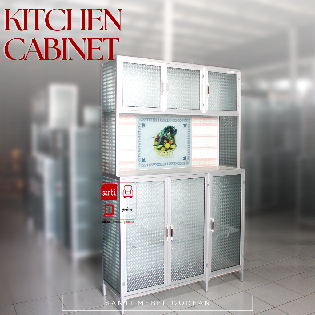 Lemari Dapur Rak Piring Aluminium 3 pintu MDR silver ABKLUR Tebal