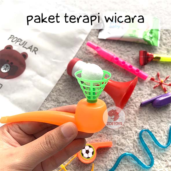 Zoetoys Paket Terapi Wicara | Stimulasi Oromotor Oral Motor Motorik Speech Delay Anak | Mainan Tiup Peluit Terompet Seruling Sedotan Kincir | Mainan Edukasi Anak