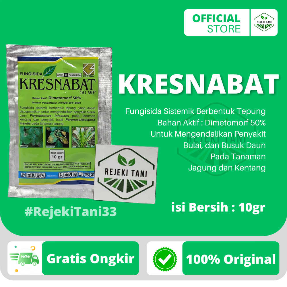 Fungisida KRESNABAT 50 WP 10gr Racun Sistemik Untuk Mengendalikan Penyakit Bulai Busuk Batang Pada T