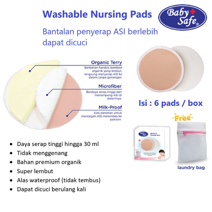 Baby Safe Washable Nursing Pad - Breast Pad | Penyerap ASI Cuci Ulang - Breastpad Kain