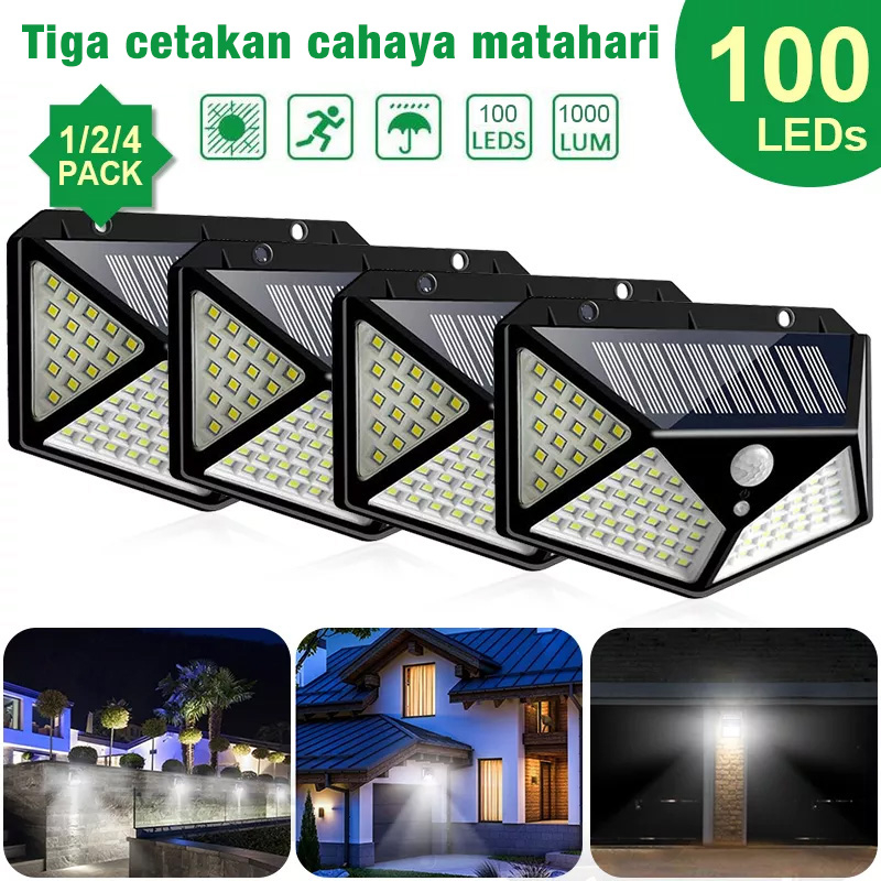 100LED Lampu Solar Tenaga Surya Sensor Lampu Taman Cahaya Matahari