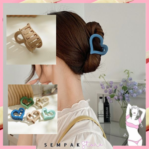 SS Jepit Rambut Wanita Model Love Doff Besar Jedai Bentuk Love Hair Claw Clip Women Fashion Korea Import