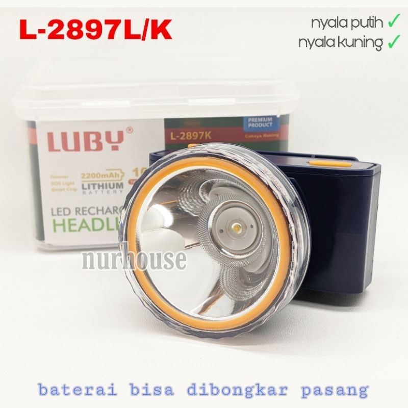 luby senter kepala 2897 baterai bisa dilepas