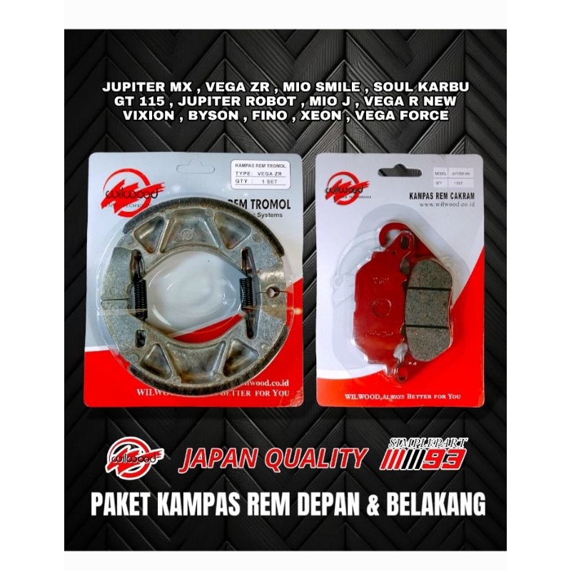PAKET [ 1 SET ] KAMPAS REM CAKRAM DEPAN & BELAKANG [ WILWOOD ] 2 PCS / YAMAHA  - JUPITER MX , ZR , M