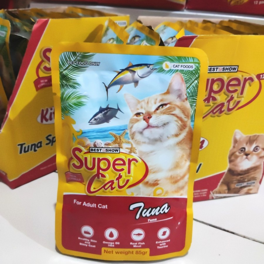 MAKANAN KUCING SUPER CAT POUCH 85 GR SUPERCAT SACHET - ADULT TUNA