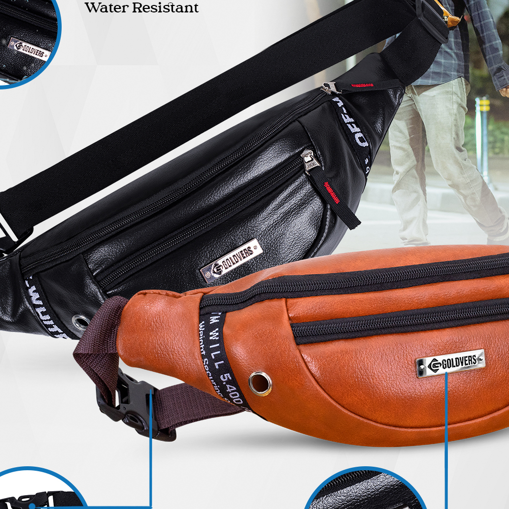 TAS SLEMPANG PRIA KULIT IMPORT COWOK SLINGBAG WAISTBAG ANTI AIR  - INDORAYA STORE