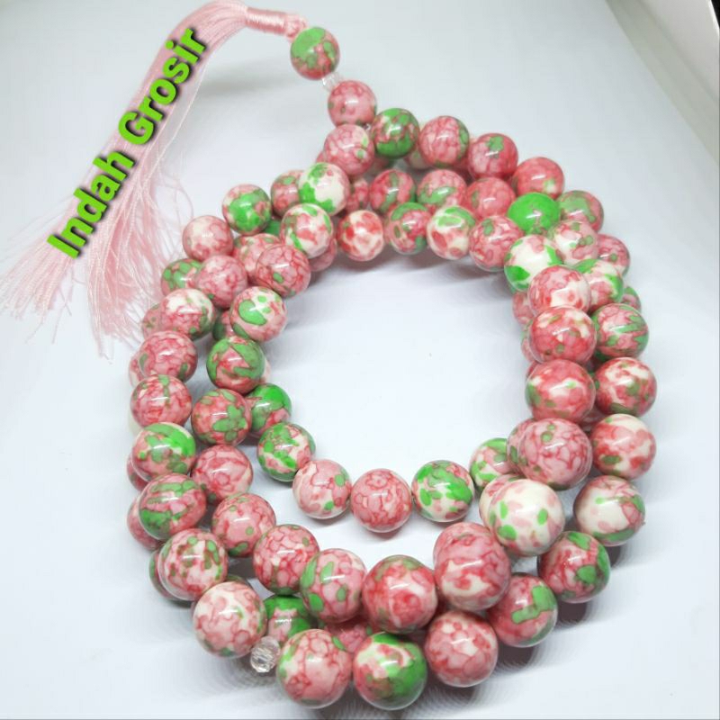 Tasbih batu pirus pink jumbo 12mm 99butir