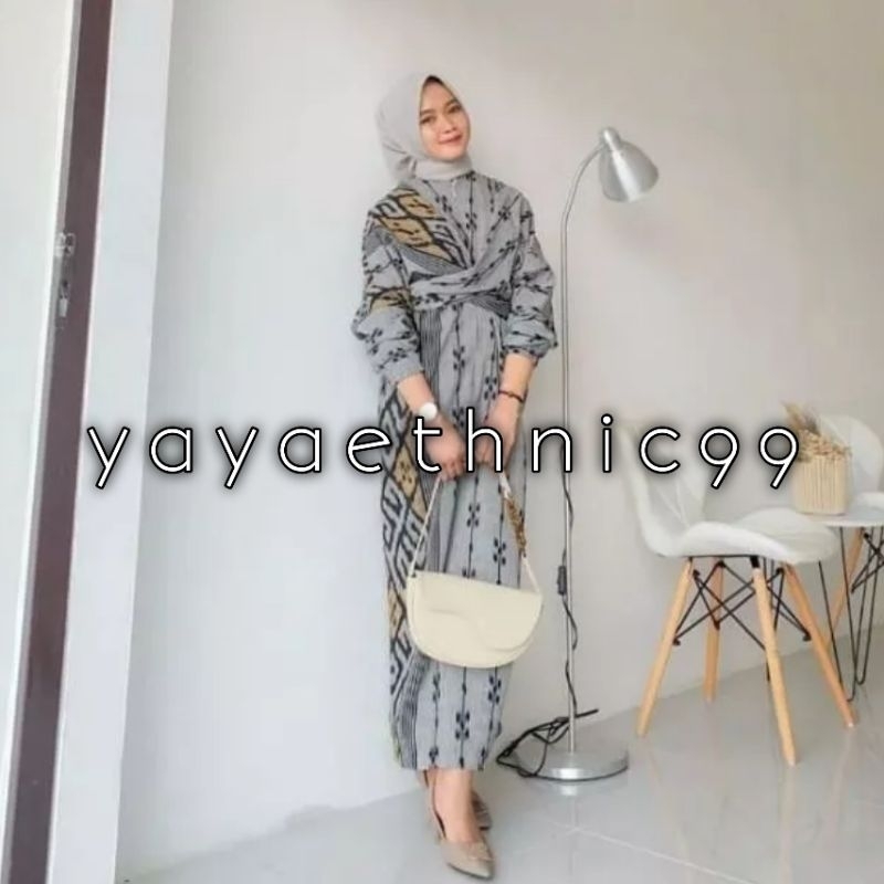 [READY STOK] Clara dress tenun troso premium, gamis tenun troso