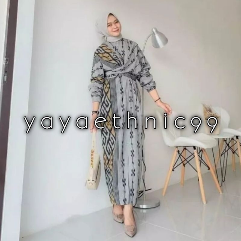 [READY STOK] Clara dress tenun troso premium, gamis tenun troso