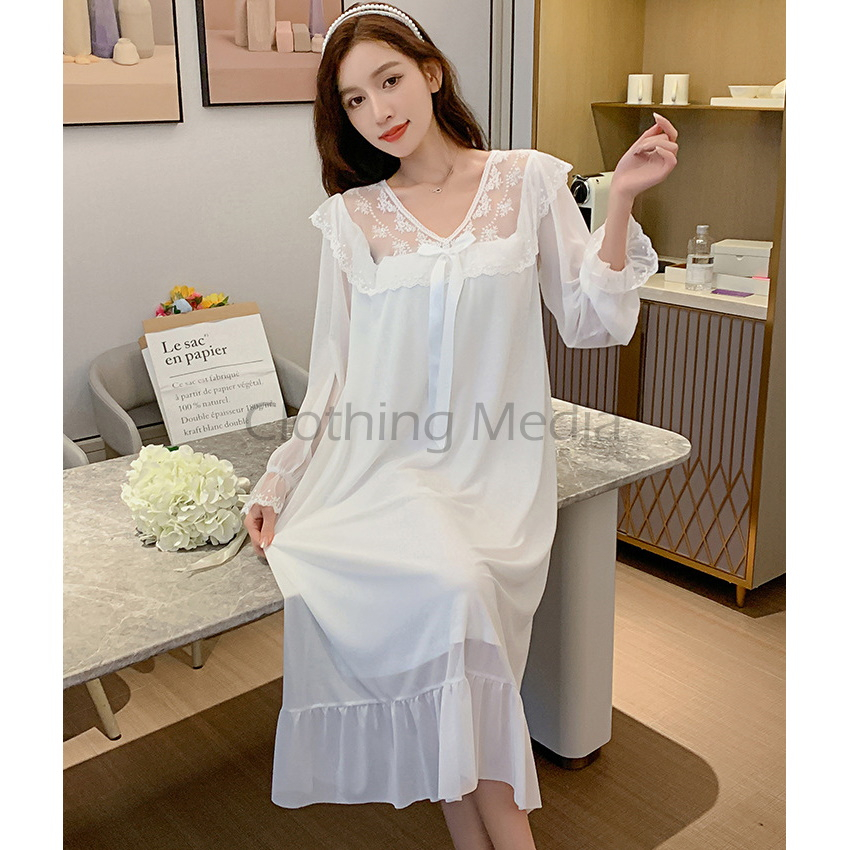 Baju Tidur Princess Vintage Rumbai Renda Daster Panjang Lace Piyama Klasik